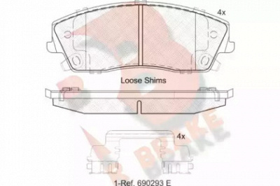 R BRAKE rb2067 -  Комплект тормозных колодок, дисковый тормоз